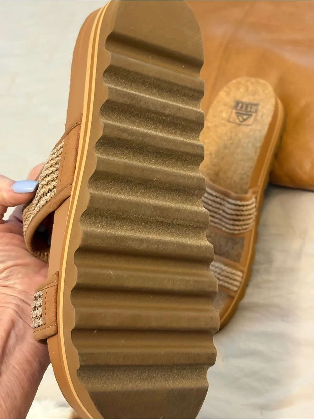 Reef Ladies Brown Cork Slide Sandals Ladies 10